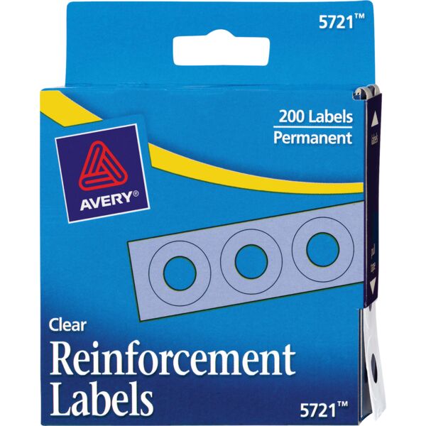 Avery  Reinforcements, Roll Dispnsr,1/4" Diameter, 200/PK, Clear Thumbnail