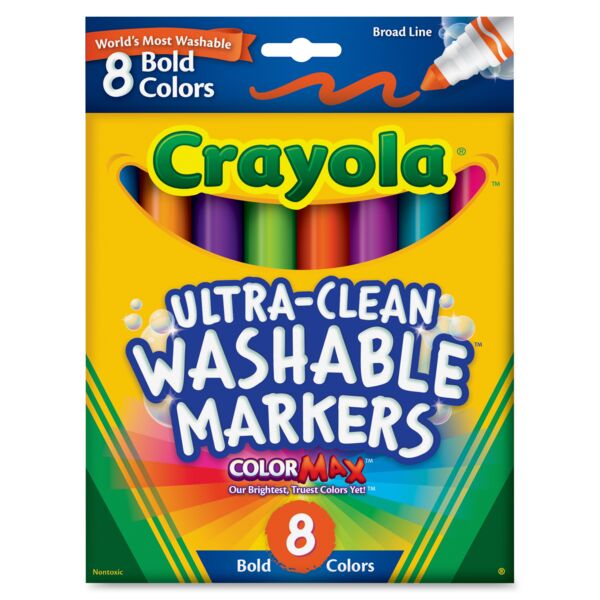 Crayola  Washable Bold Markers, Broad Tip, Nontoxic, 8/ST, AST Bold Thumbnail