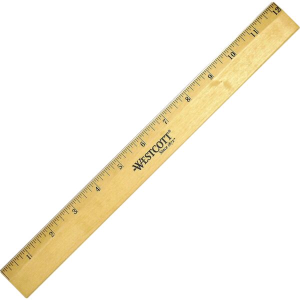 Acme United Corporation  Wood Ruler, Scaled 1/16ths, Brass Edge, 12" L, Natural Thumbnail