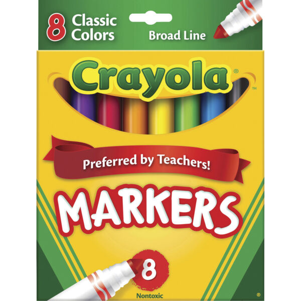 Crayola Classic Markers, Broad Tip, Water-Based, 8/ST, Assorted Thumbnail